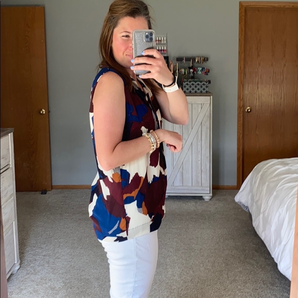 Loft Burgundy, Navy, copper, and White Dressy Tank - Picture 2 of 6